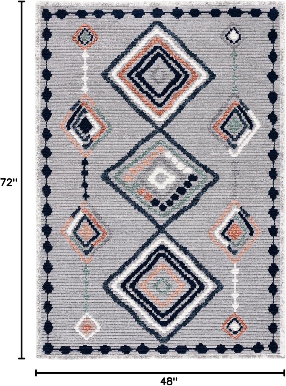 image:imageSAFAVIEH Area Rug 8x10 Marrakech Collection Large Ivory amp Multi Moroccan Boho Tribal Rustic Design NonShedding amp Easy Cleaning Ideal for Living Room Bedroom Office Dining Space MRK616AGreyBlue Rust