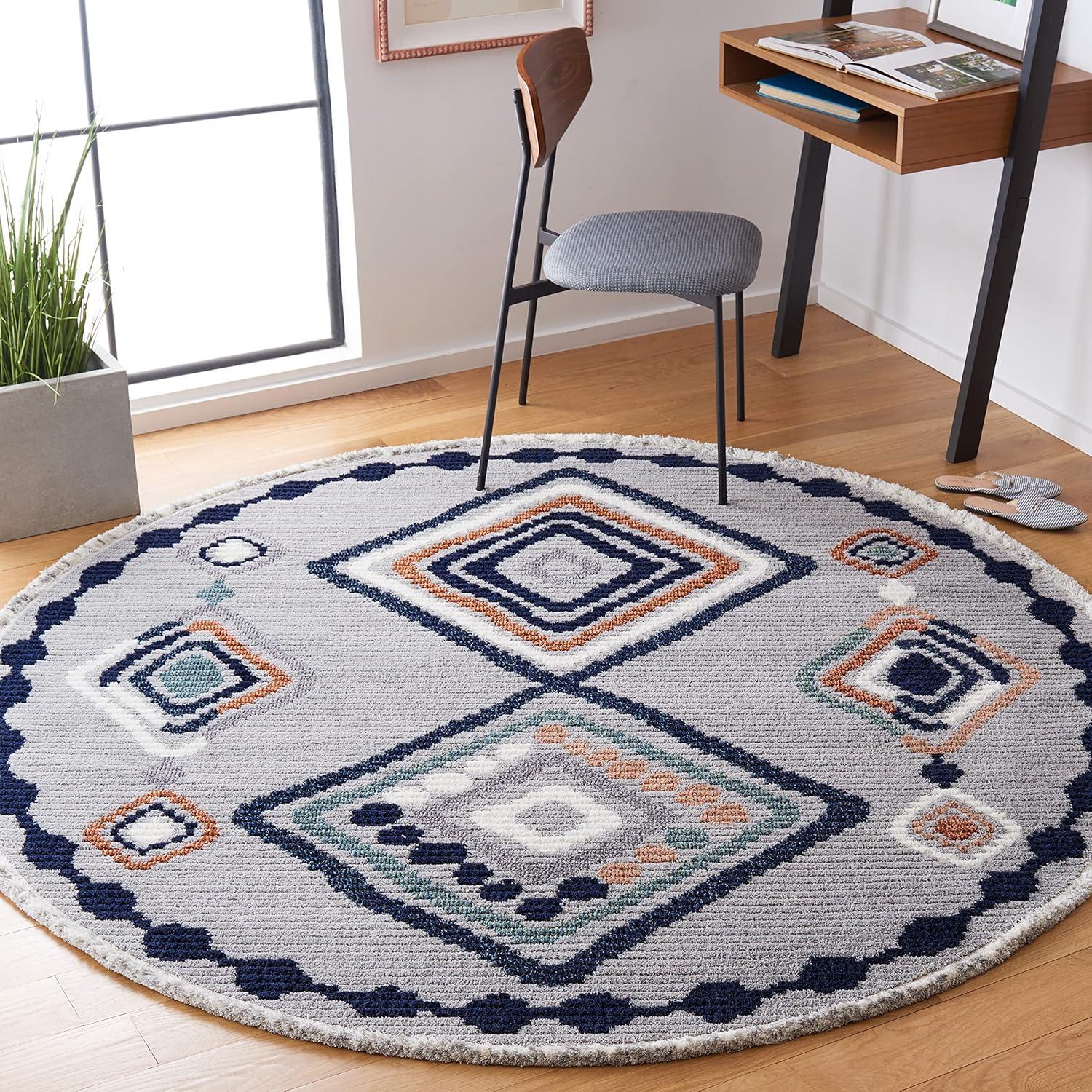 image:imageSAFAVIEH Area Rug 8x10 Marrakech Collection Large Ivory amp Multi Moroccan Boho Tribal Rustic Design NonShedding amp Easy Cleaning Ideal for Living Room Bedroom Office Dining Space MRK616AGreyBlue Rust