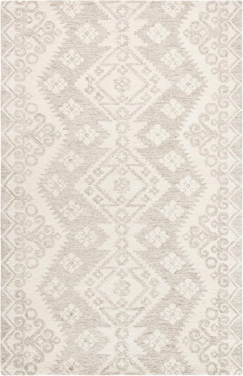 image:imageSAFAVIEH Area Rug 8x10 MicroLoop Collection Large Ivory amp Beige Handmade Wool Ideal for Living Room Bedroom Office Dining Space MLP952AIvoryBeige