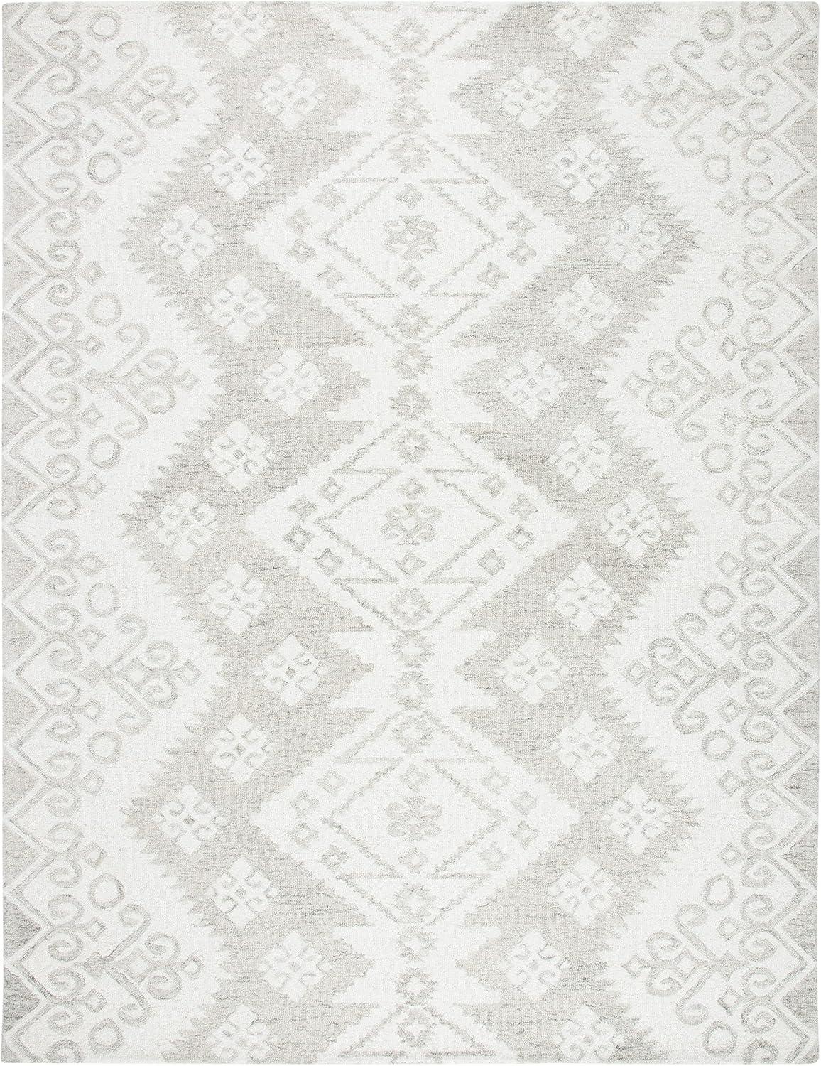 image:imageSAFAVIEH Area Rug 8x10 MicroLoop Collection Large Ivory amp Beige Handmade Wool Ideal for Living Room Bedroom Office Dining Space MLP952AIvoryBeige