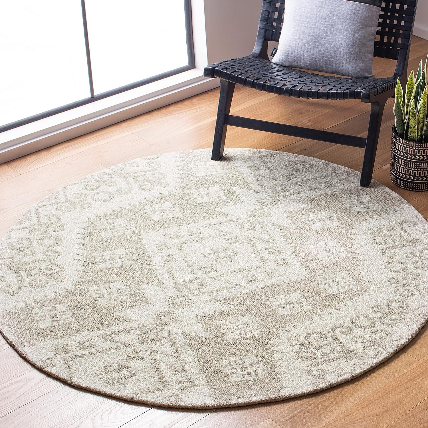 image:imageSAFAVIEH Area Rug 8x10 MicroLoop Collection Large Ivory amp Beige Handmade Wool Ideal for Living Room Bedroom Office Dining Space MLP952AIvoryBeige