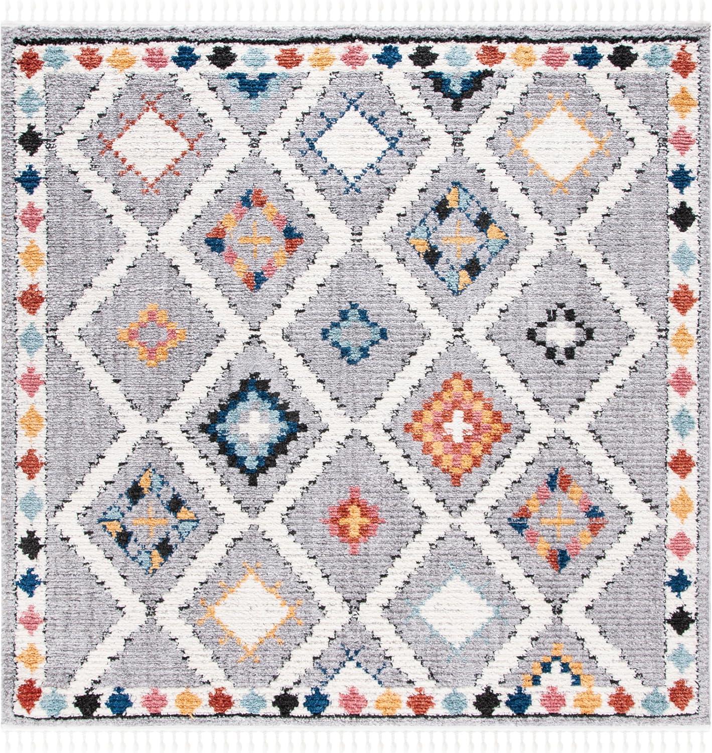 image:imageSAFAVIEH Area Rug 8x10 Morocco Collection Large Grey amp Multi Moroccan Boho Tribal Design NonShedding amp Easy Cleaning Ideal for Living Room Bedroom Office Dining Space MRC965FGreyMulti