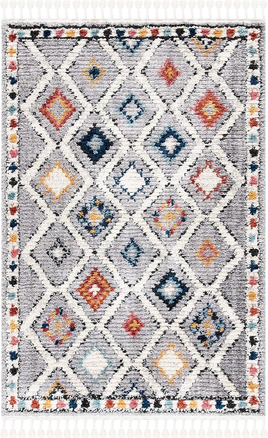 image:imageSAFAVIEH Area Rug 8x10 Morocco Collection Large Grey amp Multi Moroccan Boho Tribal Design NonShedding amp Easy Cleaning Ideal for Living Room Bedroom Office Dining Space MRC965FGreyMulti