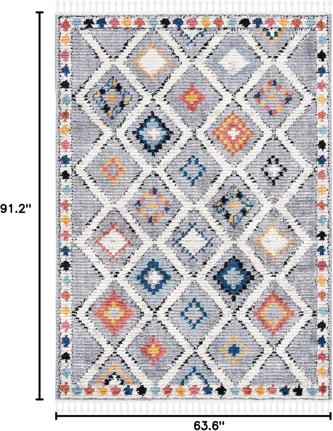 image:imageSAFAVIEH Area Rug 8x10 Morocco Collection Large Grey amp Multi Moroccan Boho Tribal Design NonShedding amp Easy Cleaning Ideal for Living Room Bedroom Office Dining Space MRC965FGreyMulti