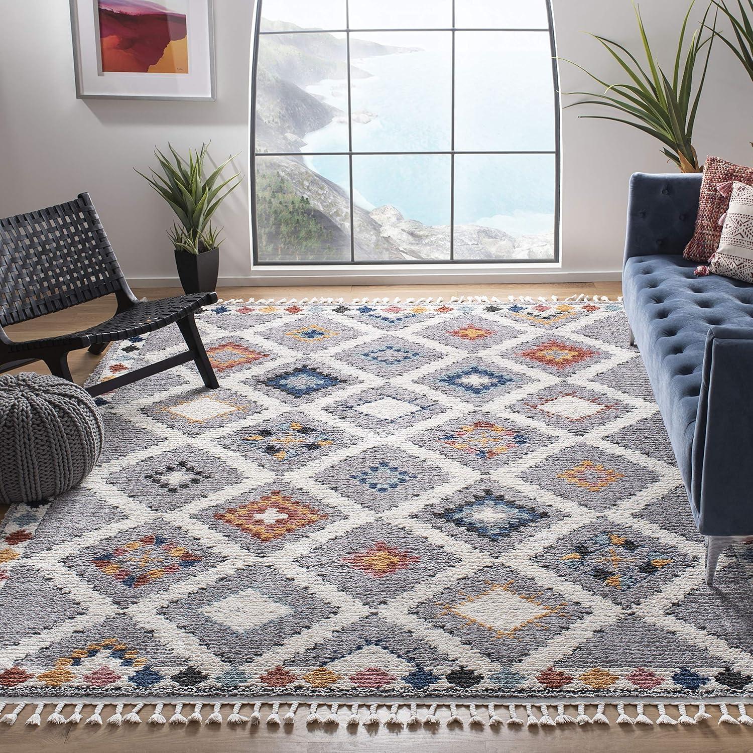 image:imageSAFAVIEH Area Rug 8x10 Morocco Collection Large Grey amp Multi Moroccan Boho Tribal Design NonShedding amp Easy Cleaning Ideal for Living Room Bedroom Office Dining Space MRC965FGreyMulti