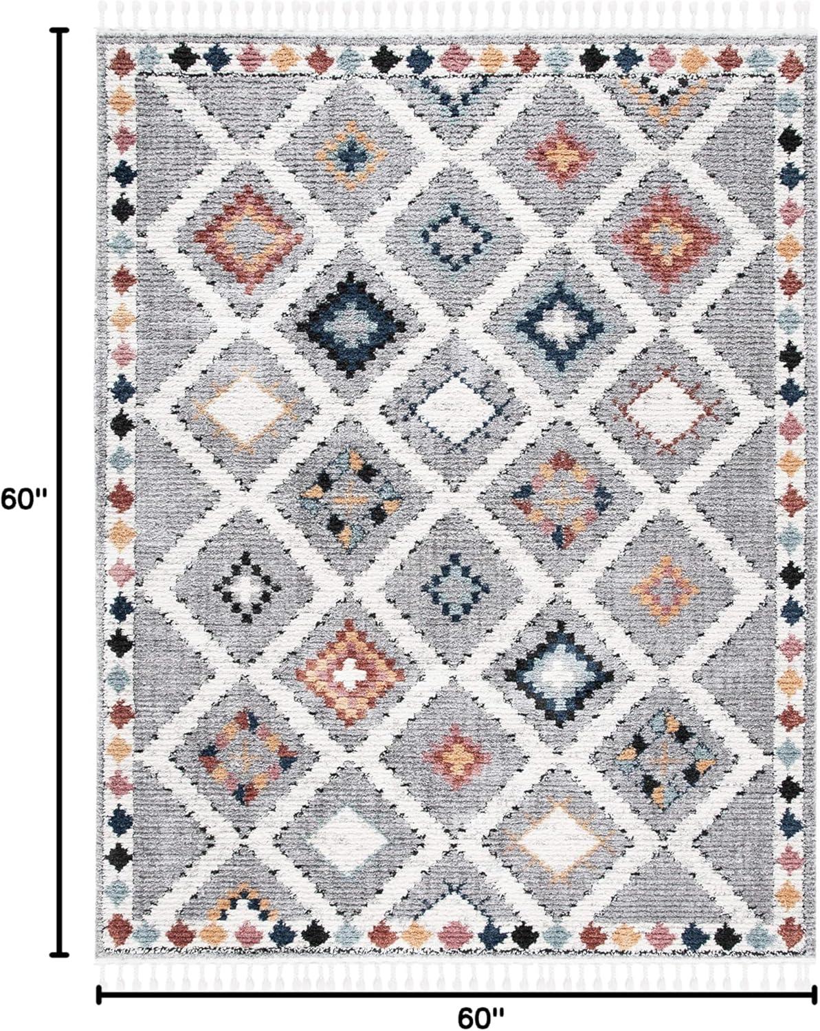 image:imageSAFAVIEH Area Rug 8x10 Morocco Collection Large Grey amp Multi Moroccan Boho Tribal Design NonShedding amp Easy Cleaning Ideal for Living Room Bedroom Office Dining Space MRC965FGreyMulti