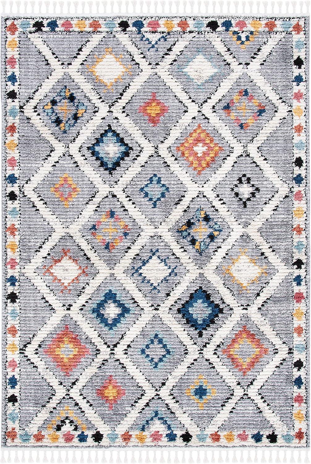 image:imageSAFAVIEH Area Rug 8x10 Morocco Collection Large Grey amp Multi Moroccan Boho Tribal Design NonShedding amp Easy Cleaning Ideal for Living Room Bedroom Office Dining Space MRC965FGreyMulti