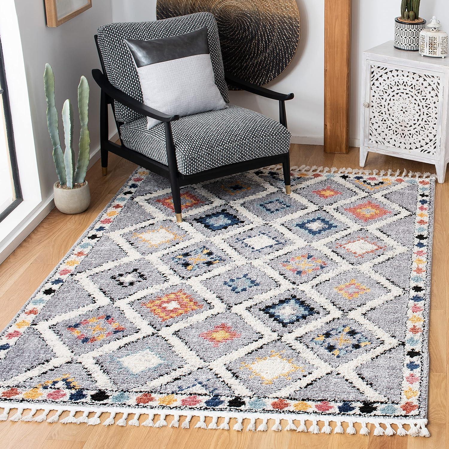 image:imageSAFAVIEH Area Rug 8x10 Morocco Collection Large Grey amp Multi Moroccan Boho Tribal Design NonShedding amp Easy Cleaning Ideal for Living Room Bedroom Office Dining Space MRC965FGreyMulti