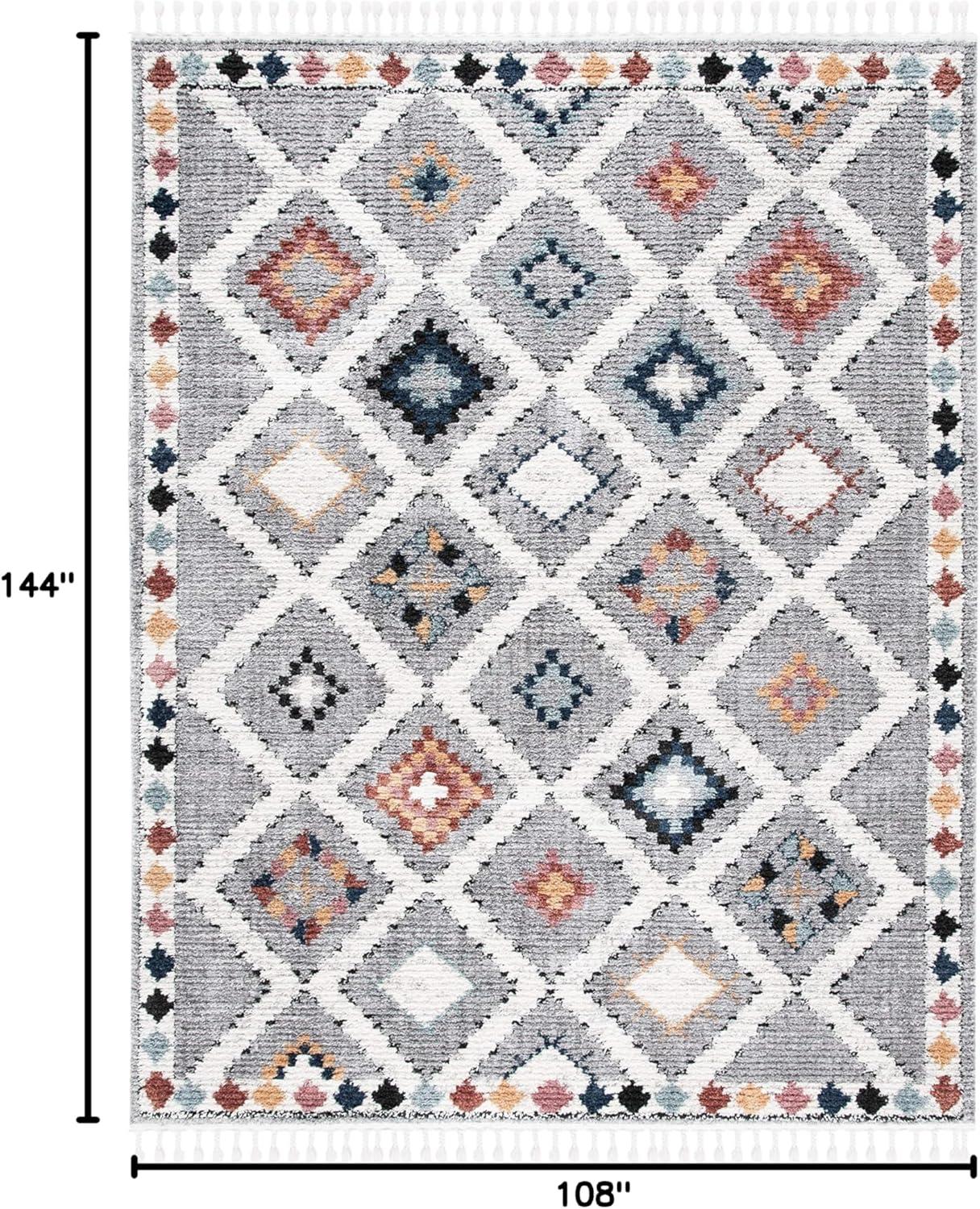 image:imageSAFAVIEH Area Rug 8x10 Morocco Collection Large Grey amp Multi Moroccan Boho Tribal Design NonShedding amp Easy Cleaning Ideal for Living Room Bedroom Office Dining Space MRC965FGreyMulti