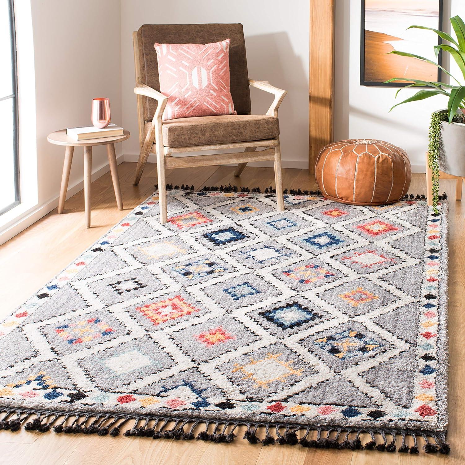 image:imageSAFAVIEH Area Rug 8x10 Morocco Collection Large Grey amp Multi Moroccan Boho Tribal Design NonShedding amp Easy Cleaning Ideal for Living Room Bedroom Office Dining Space MRC965FGreyMulti