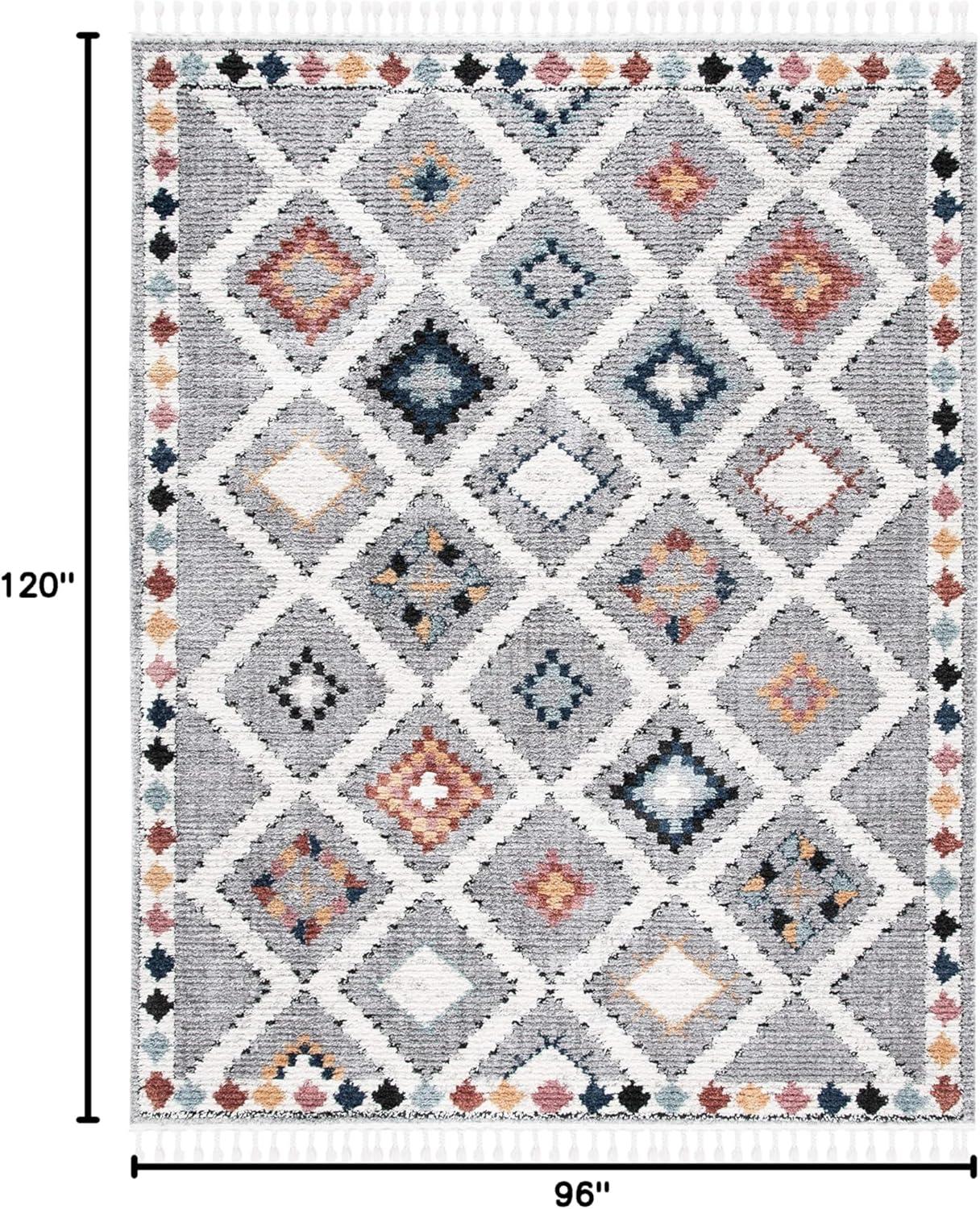 image:imageSAFAVIEH Area Rug 8x10 Morocco Collection Large Grey amp Multi Moroccan Boho Tribal Design NonShedding amp Easy Cleaning Ideal for Living Room Bedroom Office Dining Space MRC965FGreyMulti