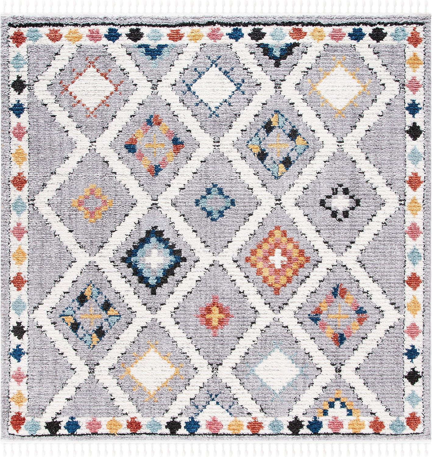 image:imageSAFAVIEH Area Rug 8x10 Morocco Collection Large Grey amp Multi Moroccan Boho Tribal Design NonShedding amp Easy Cleaning Ideal for Living Room Bedroom Office Dining Space MRC965FGreyMulti