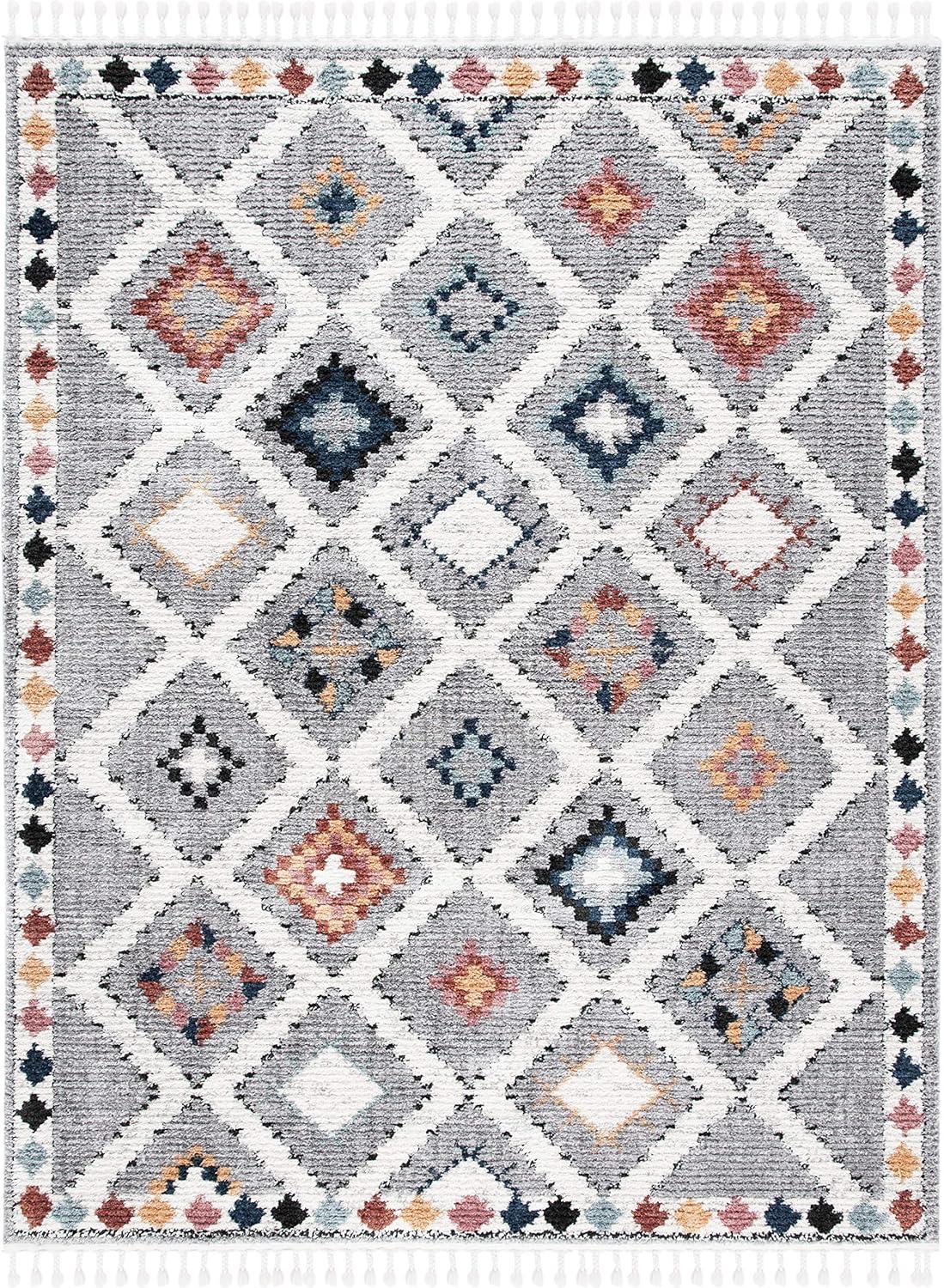image:imageSAFAVIEH Area Rug 8x10 Morocco Collection Large Grey amp Multi Moroccan Boho Tribal Design NonShedding amp Easy Cleaning Ideal for Living Room Bedroom Office Dining Space MRC965FGreyMulti