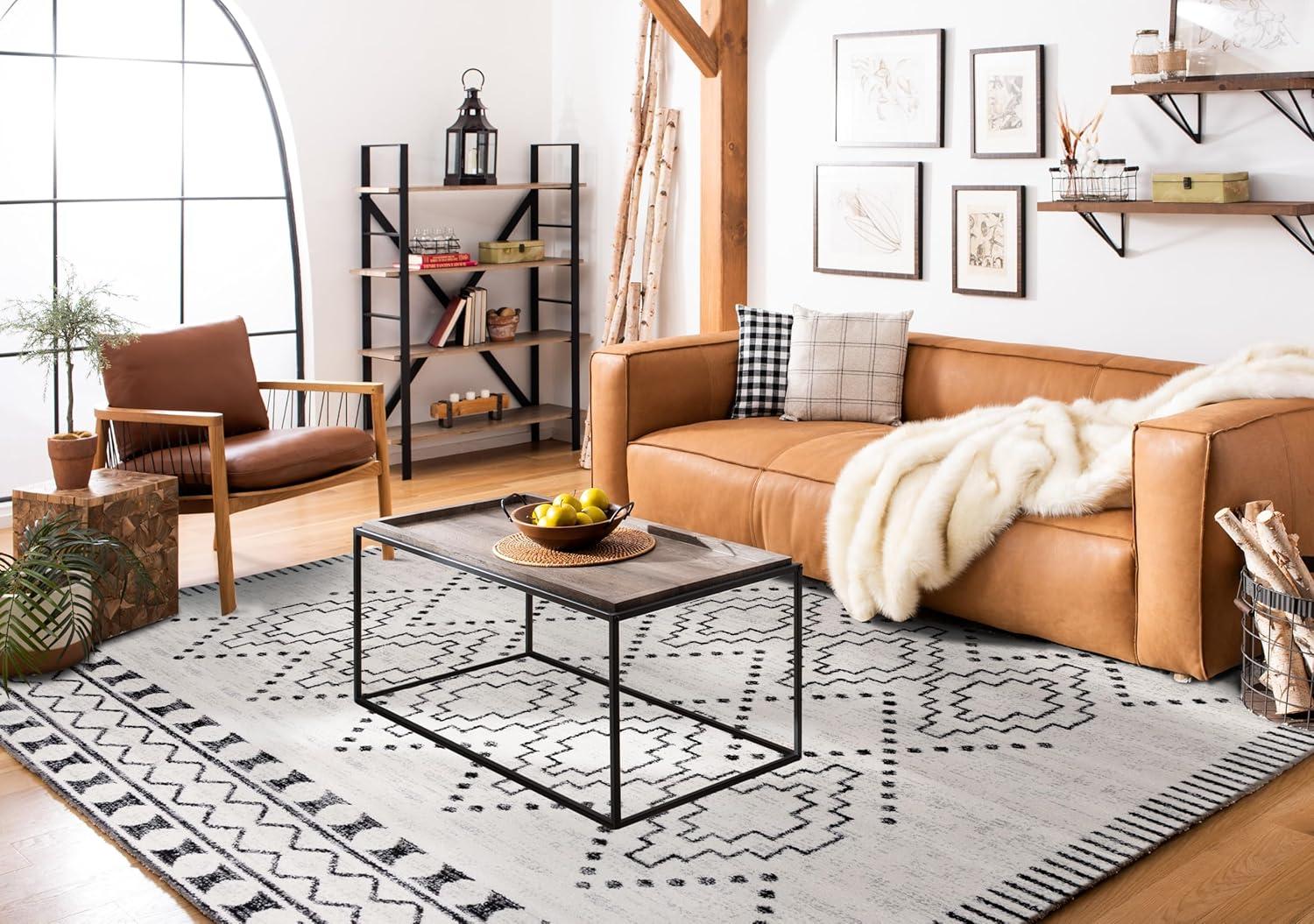 image:imageSAFAVIEH Area Rug 8x10 Tulum Collection Large Black amp Ivory Moroccan Boho Tribal Design NonShedding amp Easy to Clean Ideal for Living Room Bedroom Dining Space TUL646ZBlackIvory