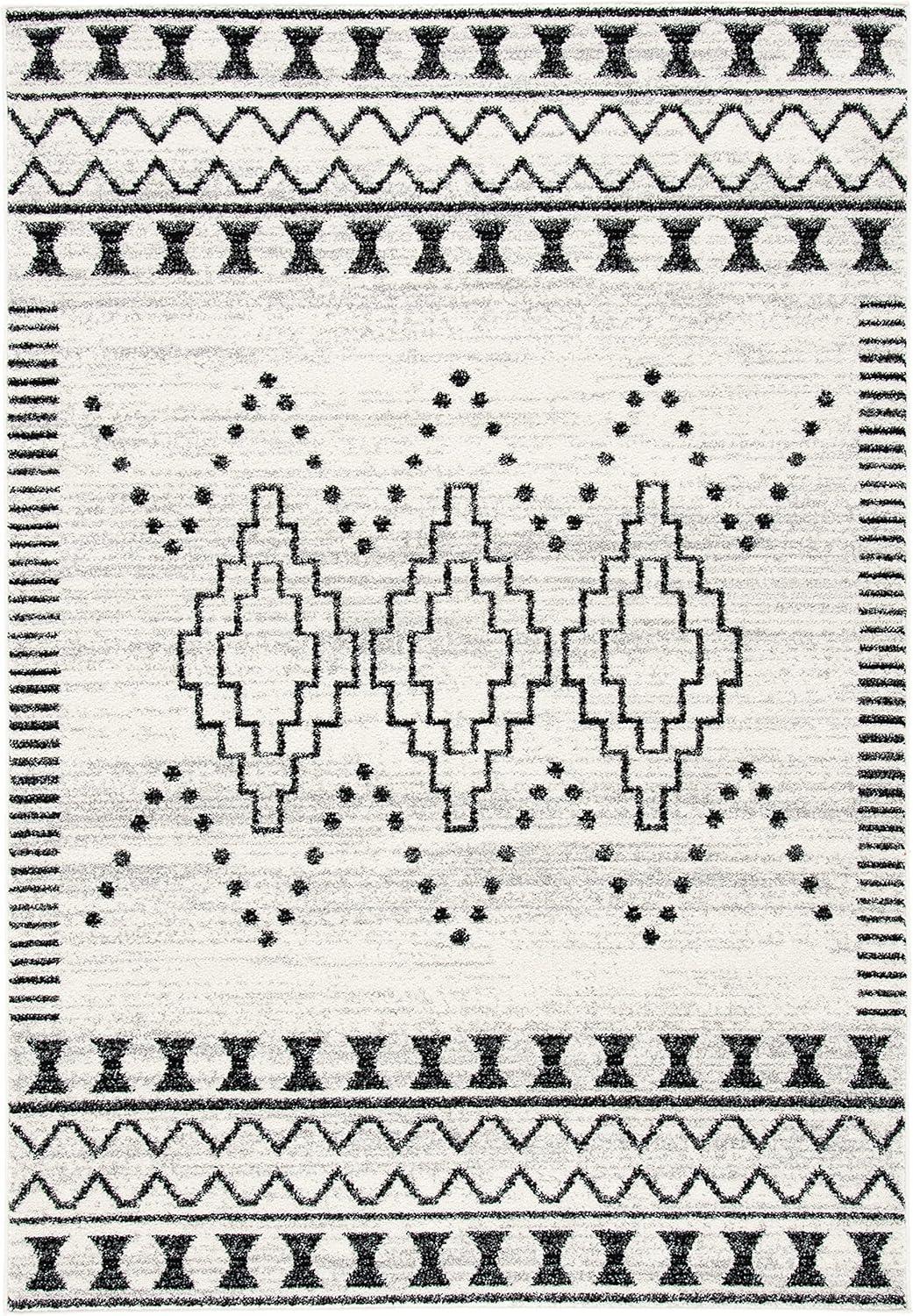 image:imageSAFAVIEH Area Rug 8x10 Tulum Collection Large Black amp Ivory Moroccan Boho Tribal Design NonShedding amp Easy to Clean Ideal for Living Room Bedroom Dining Space TUL646ZBlackIvory