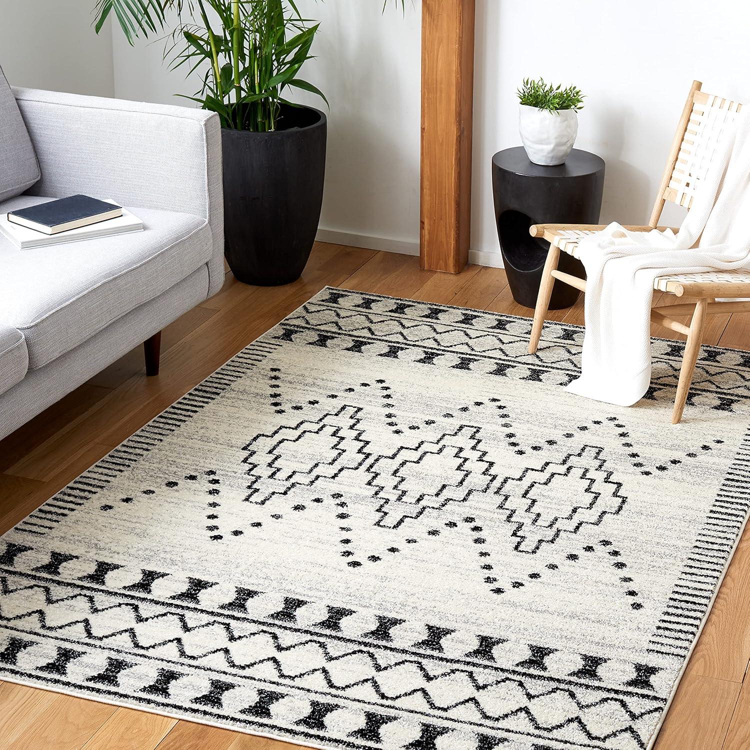 image:imageSAFAVIEH Area Rug 8x10 Tulum Collection Large Black amp Ivory Moroccan Boho Tribal Design NonShedding amp Easy to Clean Ideal for Living Room Bedroom Dining Space TUL646ZBlackIvory