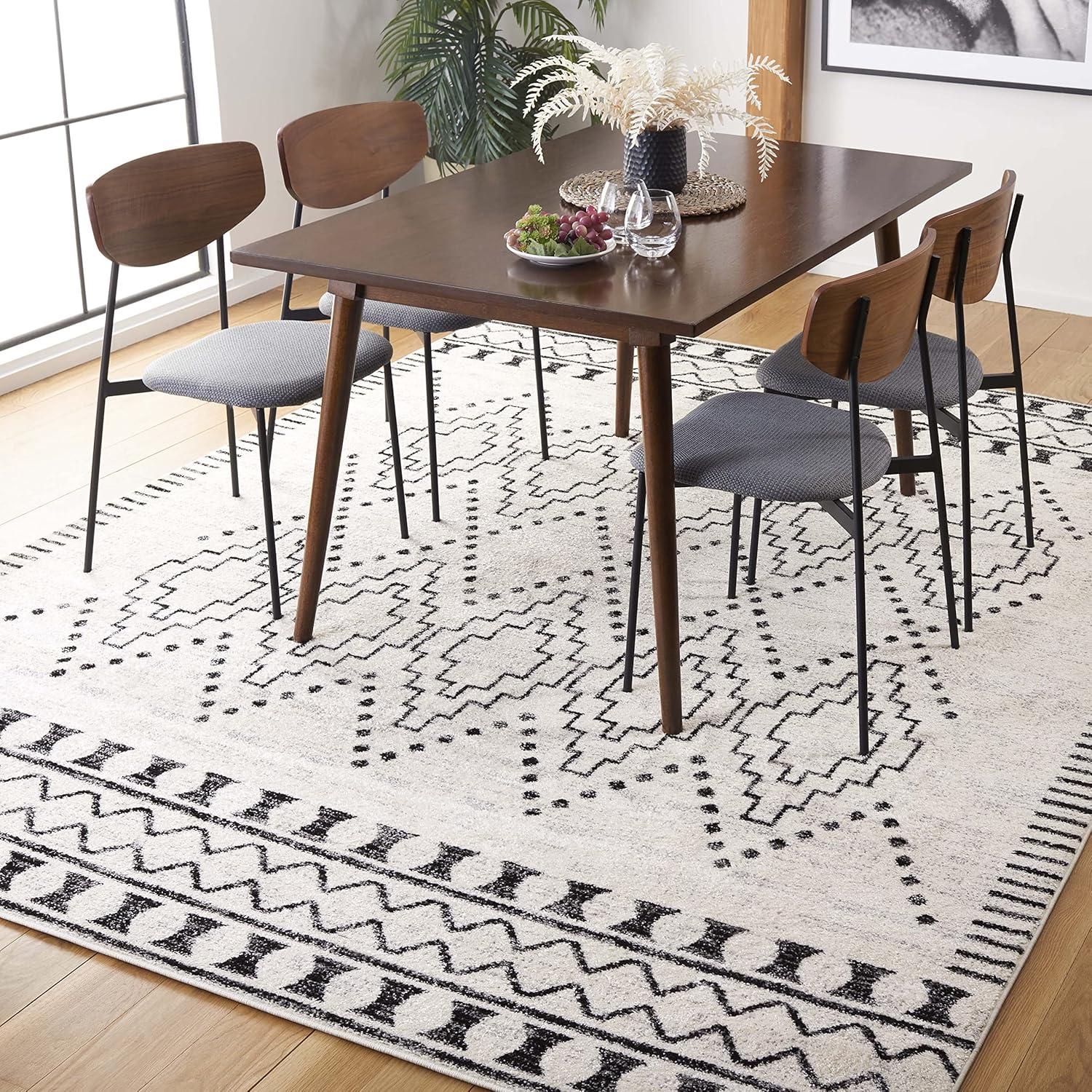 image:imageSAFAVIEH Area Rug 8x10 Tulum Collection Large Black amp Ivory Moroccan Boho Tribal Design NonShedding amp Easy to Clean Ideal for Living Room Bedroom Dining Space TUL646ZBlackIvory