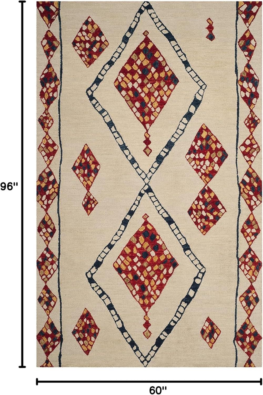 image:imageSAFAVIEH Aspen Collection Accent Rug 4 x 6 Green amp Ivory Handmade Moroccan Boho Tribal Wool Ideal for High Traffic Areas in Entryway Living Room Bedroom APN702YIvoryMulti
