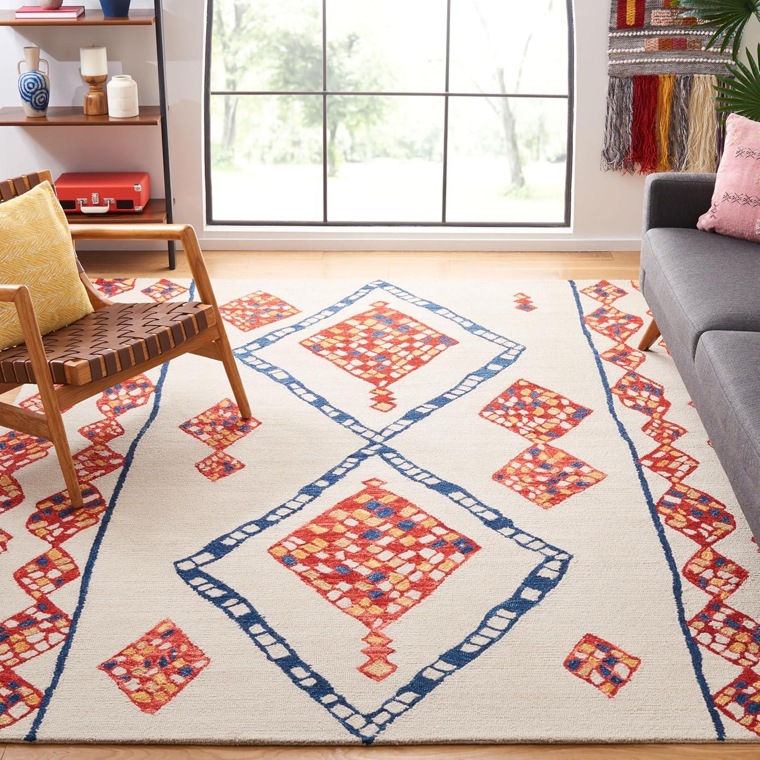 image:imageSAFAVIEH Aspen Collection Accent Rug 4 x 6 Green amp Ivory Handmade Moroccan Boho Tribal Wool Ideal for High Traffic Areas in Entryway Living Room Bedroom APN702YIvoryMulti