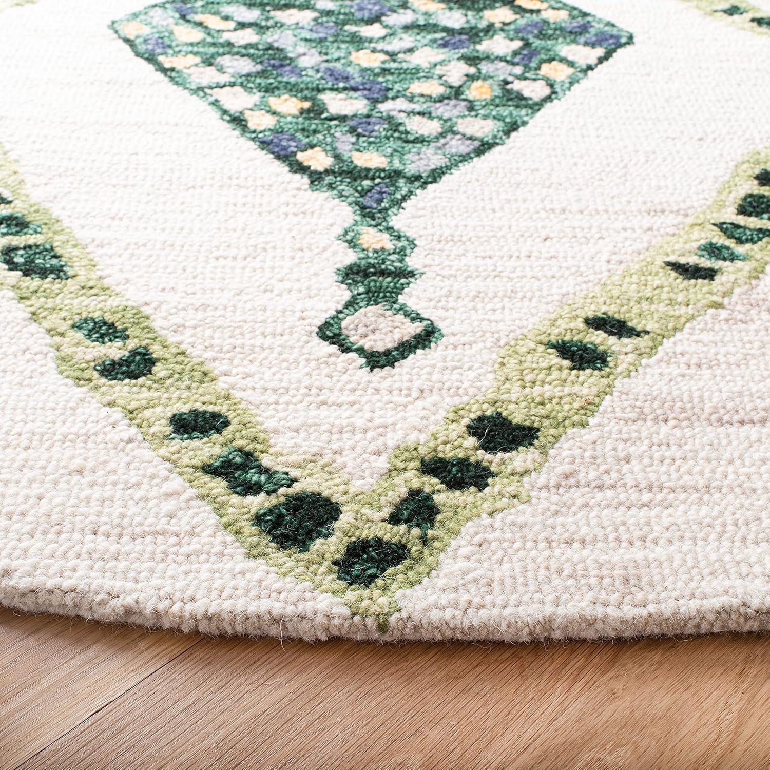 image:imageSAFAVIEH Aspen Collection Accent Rug 4 x 6 Green amp Ivory Handmade Moroccan Boho Tribal Wool Ideal for High Traffic Areas in Entryway Living Room Bedroom APN702YGreenIvory