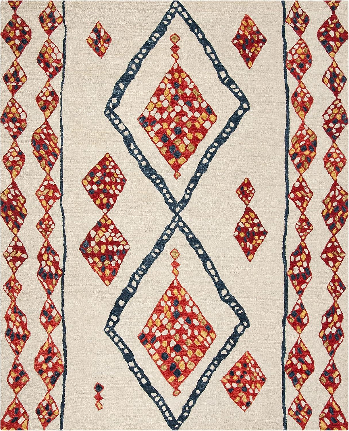 image:imageSAFAVIEH Aspen Collection Accent Rug 4 x 6 Green amp Ivory Handmade Moroccan Boho Tribal Wool Ideal for High Traffic Areas in Entryway Living Room Bedroom APN702YIvoryMulti