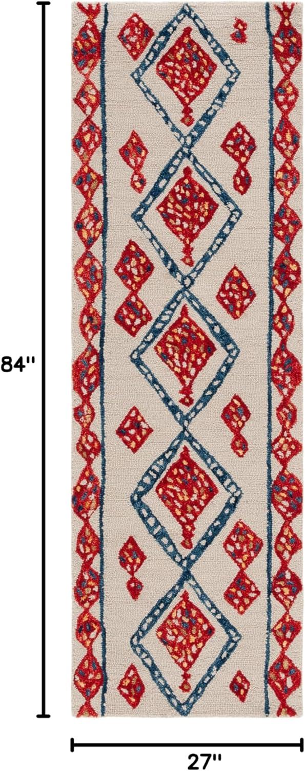 image:imageSAFAVIEH Aspen Collection Accent Rug 4 x 6 Green amp Ivory Handmade Moroccan Boho Tribal Wool Ideal for High Traffic Areas in Entryway Living Room Bedroom APN702YIvoryMulti