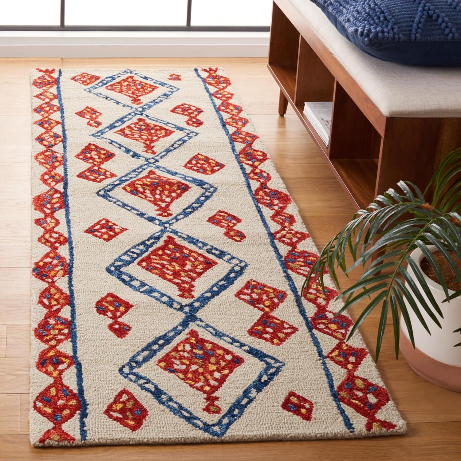 image:imageSAFAVIEH Aspen Collection Accent Rug 4 x 6 Green amp Ivory Handmade Moroccan Boho Tribal Wool Ideal for High Traffic Areas in Entryway Living Room Bedroom APN702YIvoryMulti