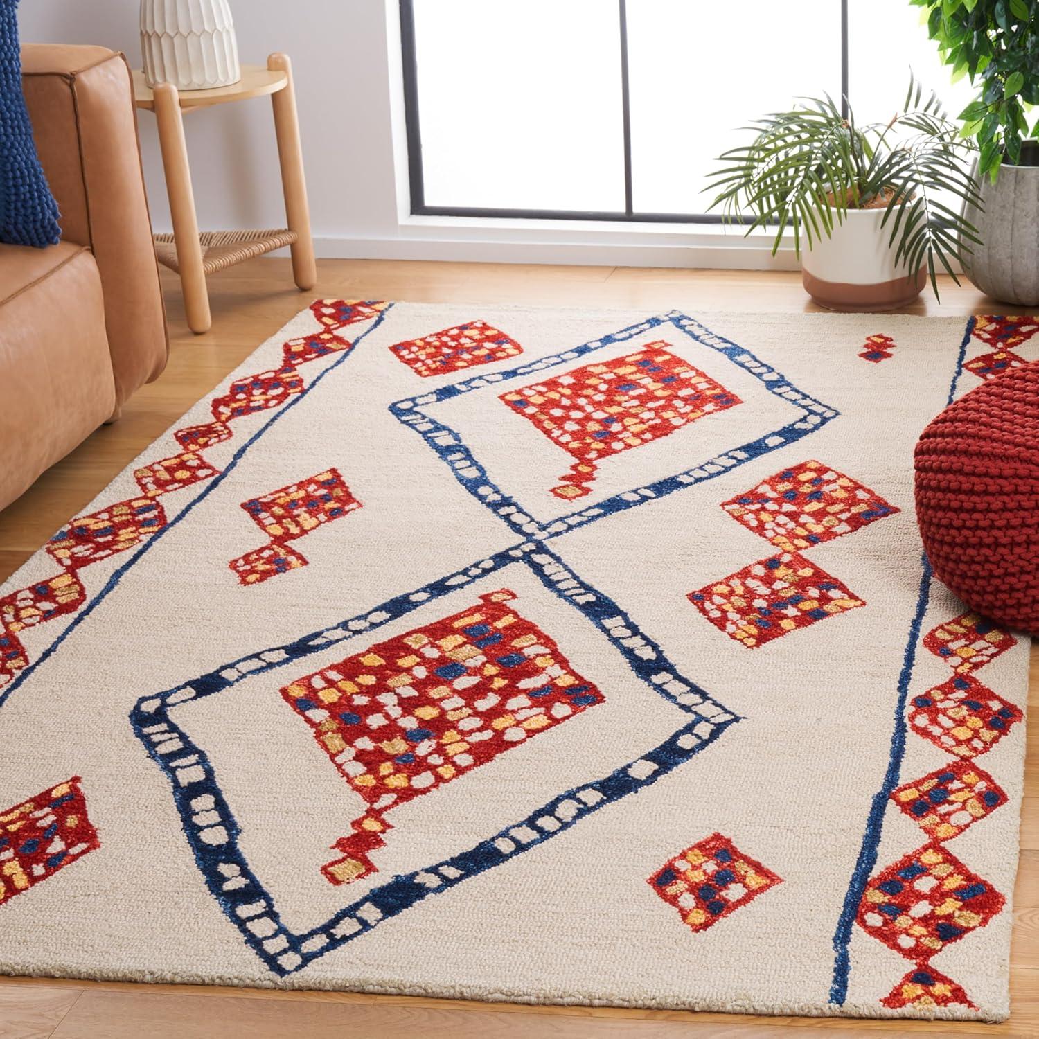 image:imageSAFAVIEH Aspen Collection Accent Rug 4 x 6 Green amp Ivory Handmade Moroccan Boho Tribal Wool Ideal for High Traffic Areas in Entryway Living Room Bedroom APN702YIvoryMulti