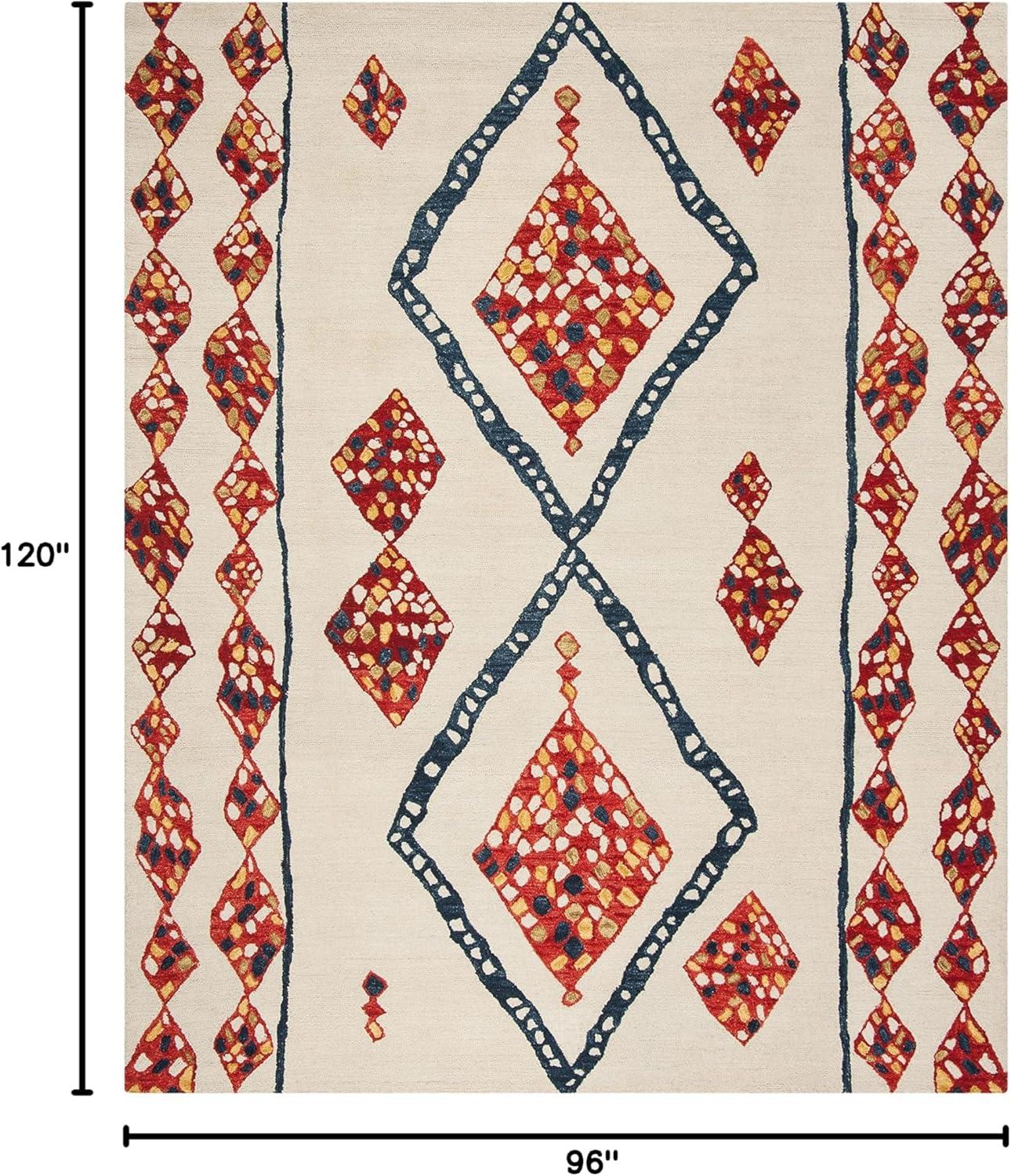 image:imageSAFAVIEH Aspen Collection Accent Rug 4 x 6 Green amp Ivory Handmade Moroccan Boho Tribal Wool Ideal for High Traffic Areas in Entryway Living Room Bedroom APN702YIvoryMulti