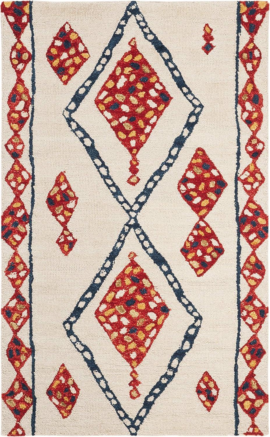 image:imageSAFAVIEH Aspen Collection Accent Rug 4 x 6 Green amp Ivory Handmade Moroccan Boho Tribal Wool Ideal for High Traffic Areas in Entryway Living Room Bedroom APN702YIvoryMulti