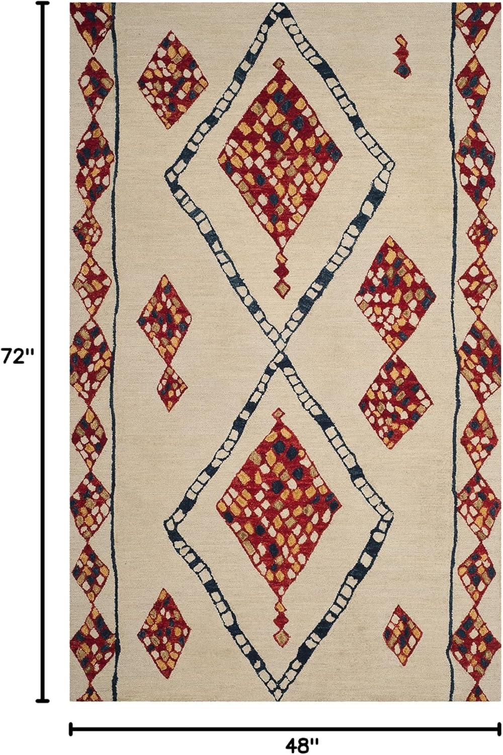 image:imageSAFAVIEH Aspen Collection Accent Rug 4 x 6 Green amp Ivory Handmade Moroccan Boho Tribal Wool Ideal for High Traffic Areas in Entryway Living Room Bedroom APN702YIvoryMulti
