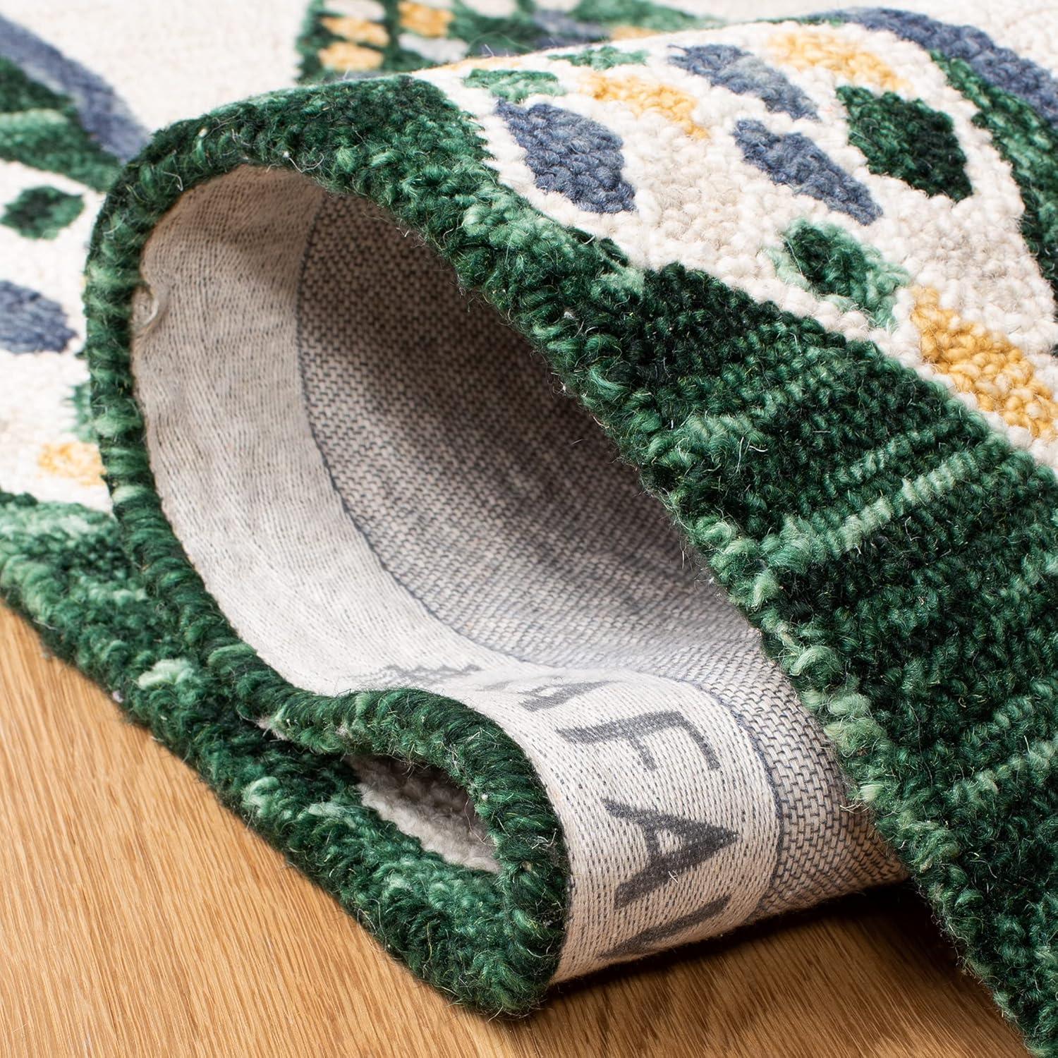 image:imageSAFAVIEH Aspen Collection Accent Rug 4 x 6 Green amp Ivory Handmade Moroccan Boho Tribal Wool Ideal for High Traffic Areas in Entryway Living Room Bedroom APN702YGreenIvory