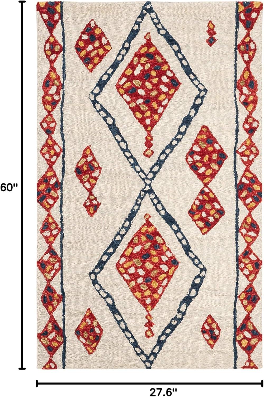 image:imageSAFAVIEH Aspen Collection Accent Rug 4 x 6 Green amp Ivory Handmade Moroccan Boho Tribal Wool Ideal for High Traffic Areas in Entryway Living Room Bedroom APN702YIvoryMulti