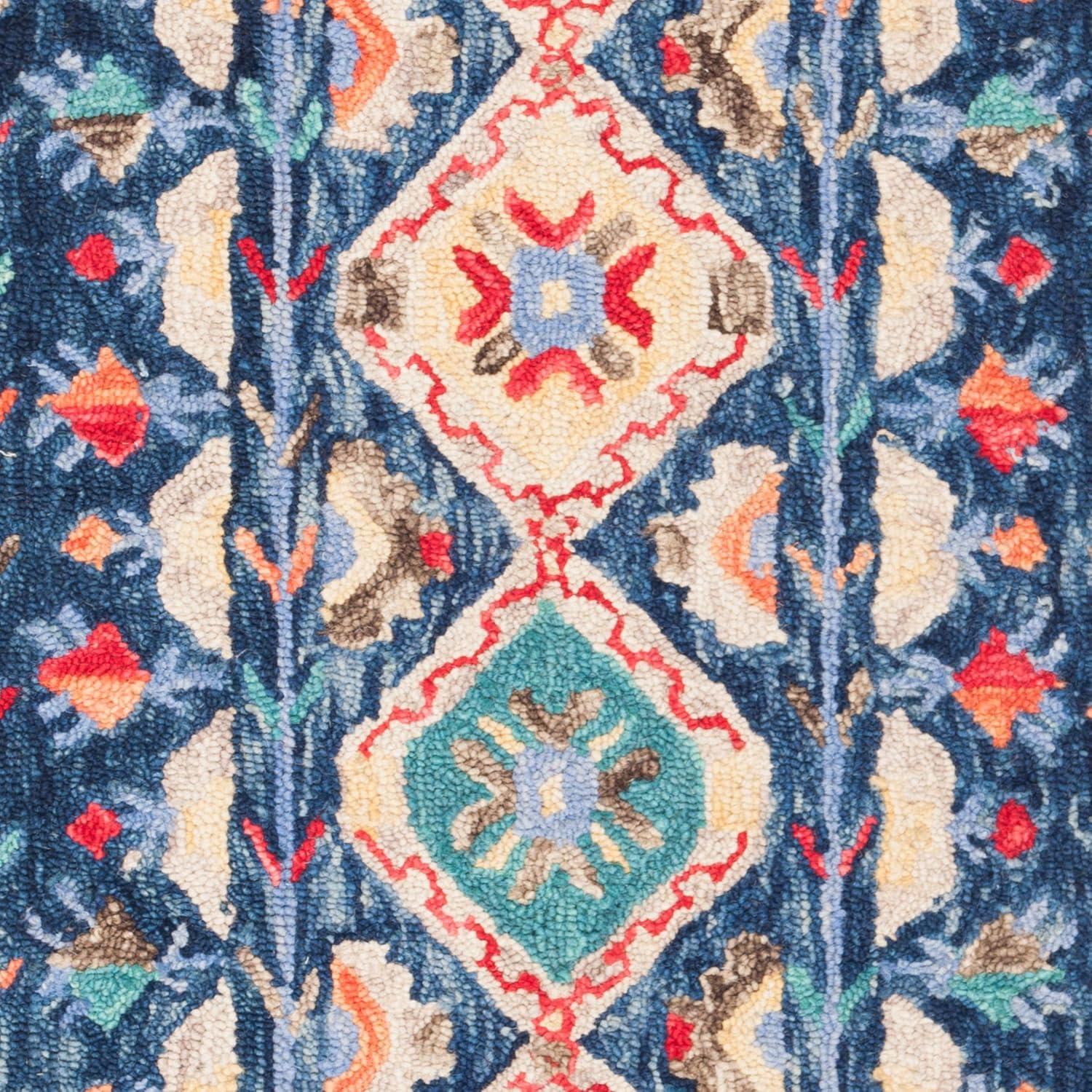 image:imageSAFAVIEH Aspen Collection Area Rug 10 x 14 Navy amp Orange Handmade Boho Wool Ideal for High Traffic Areas in Living Room Bedroom APN515NNavyOrange