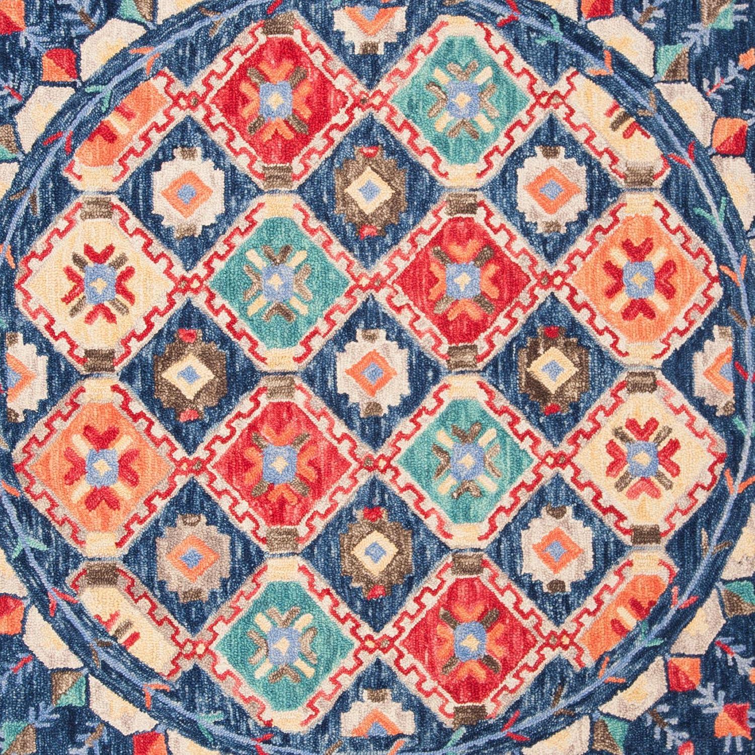 image:imageSAFAVIEH Aspen Collection Area Rug 10 x 14 Navy amp Orange Handmade Boho Wool Ideal for High Traffic Areas in Living Room Bedroom APN515NNavyOrange