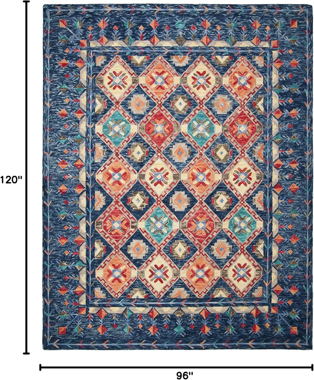 image:imageSAFAVIEH Aspen Collection Area Rug 10 x 14 Navy amp Orange Handmade Boho Wool Ideal for High Traffic Areas in Living Room Bedroom APN515NNavyOrange