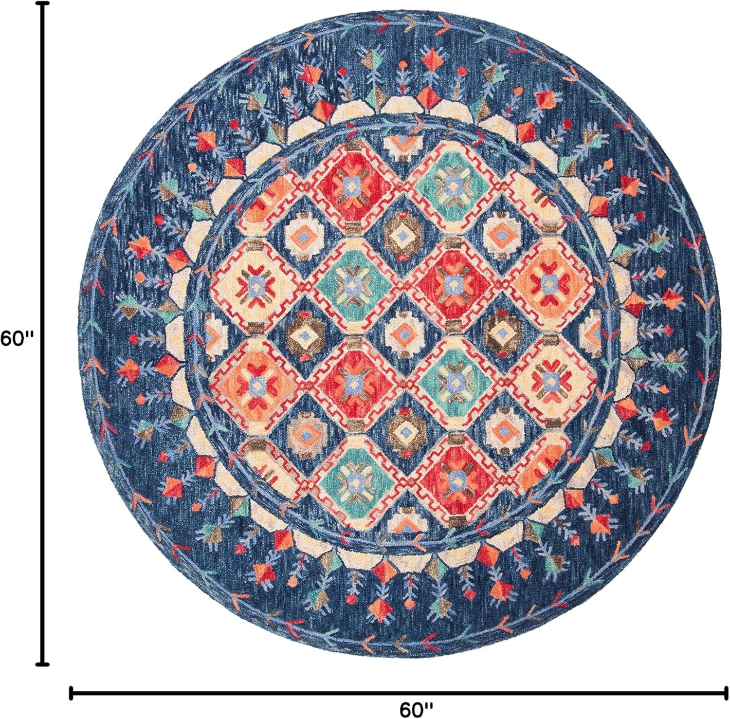 image:imageSAFAVIEH Aspen Collection Area Rug 10 x 14 Navy amp Orange Handmade Boho Wool Ideal for High Traffic Areas in Living Room Bedroom APN515NNavyOrange