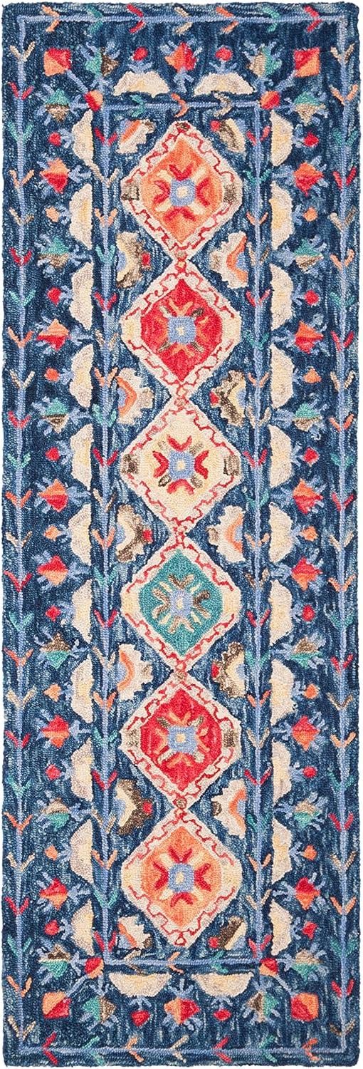 image:imageSAFAVIEH Aspen Collection Area Rug 10 x 14 Navy amp Orange Handmade Boho Wool Ideal for High Traffic Areas in Living Room Bedroom APN515NNavyOrange