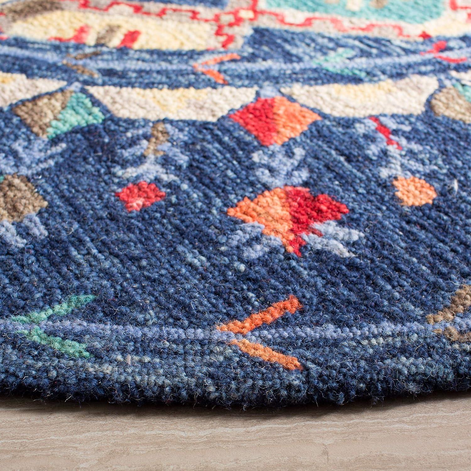 image:imageSAFAVIEH Aspen Collection Area Rug 10 x 14 Navy amp Orange Handmade Boho Wool Ideal for High Traffic Areas in Living Room Bedroom APN515NNavyOrange