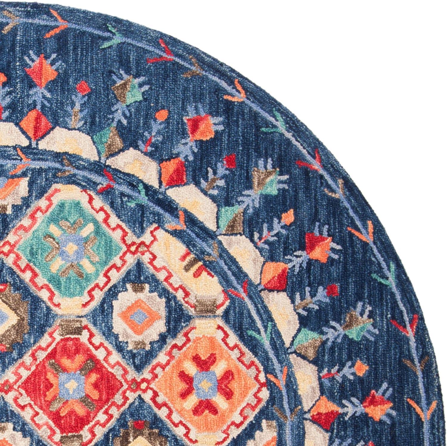 image:imageSAFAVIEH Aspen Collection Area Rug 10 x 14 Navy amp Orange Handmade Boho Wool Ideal for High Traffic Areas in Living Room Bedroom APN515NNavyOrange