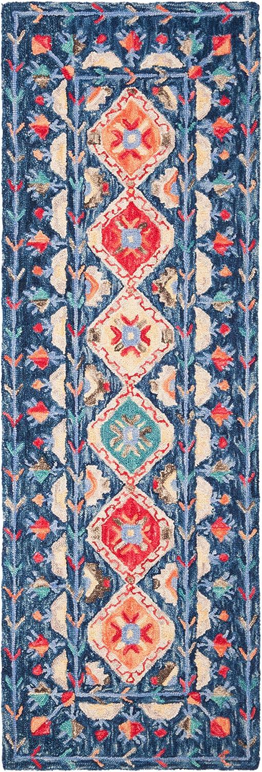 image:imageSAFAVIEH Aspen Collection Area Rug 10 x 14 Navy amp Orange Handmade Boho Wool Ideal for High Traffic Areas in Living Room Bedroom APN515NNavyOrange