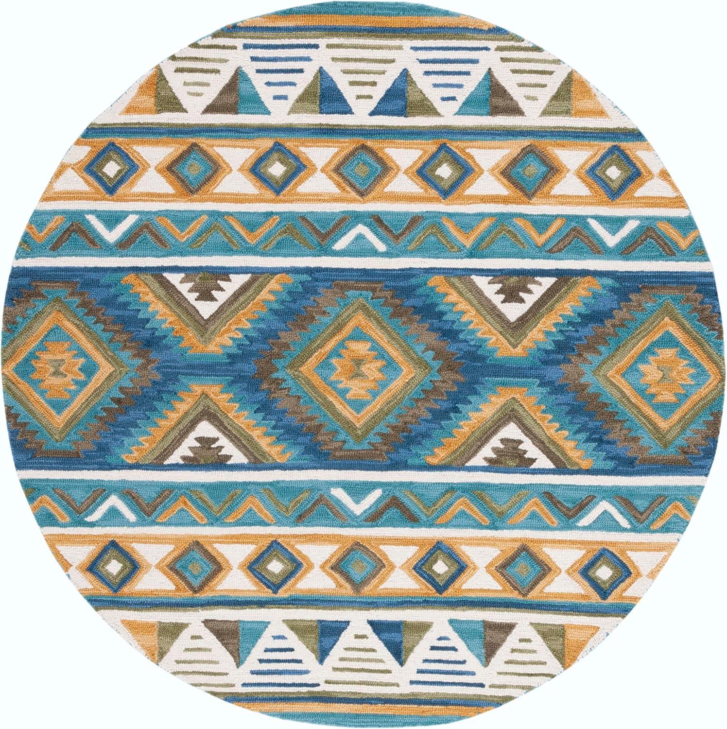 image:imageSAFAVIEH Aspen Collection Area Rug 5 x 8 Blue amp Yellow Handmade Boho Wool Ideal for High Traffic Areas in Living Room Bedroom APN352MBlueYellow