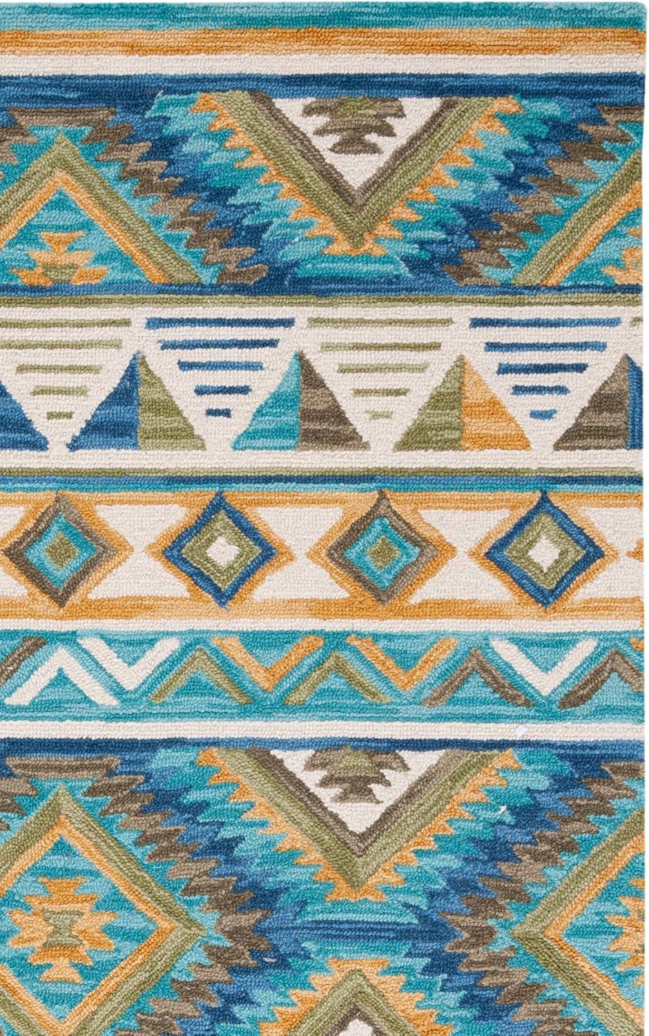 image:imageSAFAVIEH Aspen Collection Area Rug 5 x 8 Blue amp Yellow Handmade Boho Wool Ideal for High Traffic Areas in Living Room Bedroom APN352MBlueYellow