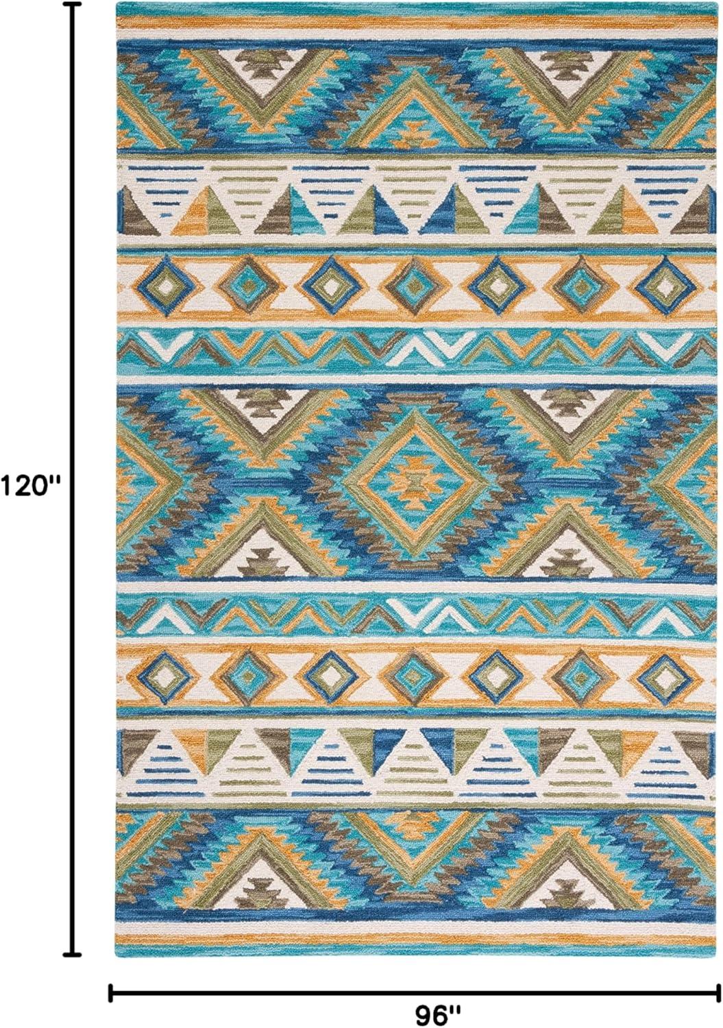 image:imageSAFAVIEH Aspen Collection Area Rug 5 x 8 Blue amp Yellow Handmade Boho Wool Ideal for High Traffic Areas in Living Room Bedroom APN352MBlueYellow