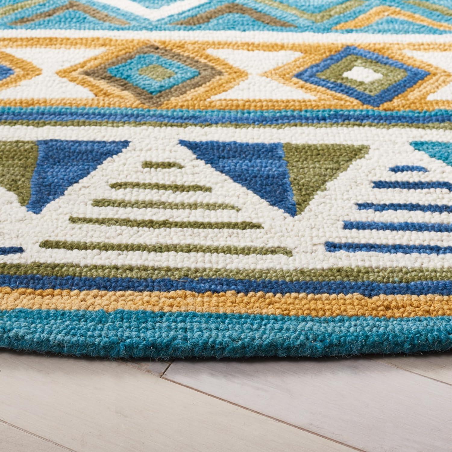image:imageSAFAVIEH Aspen Collection Area Rug 5 x 8 Blue amp Yellow Handmade Boho Wool Ideal for High Traffic Areas in Living Room Bedroom APN352MBlueYellow