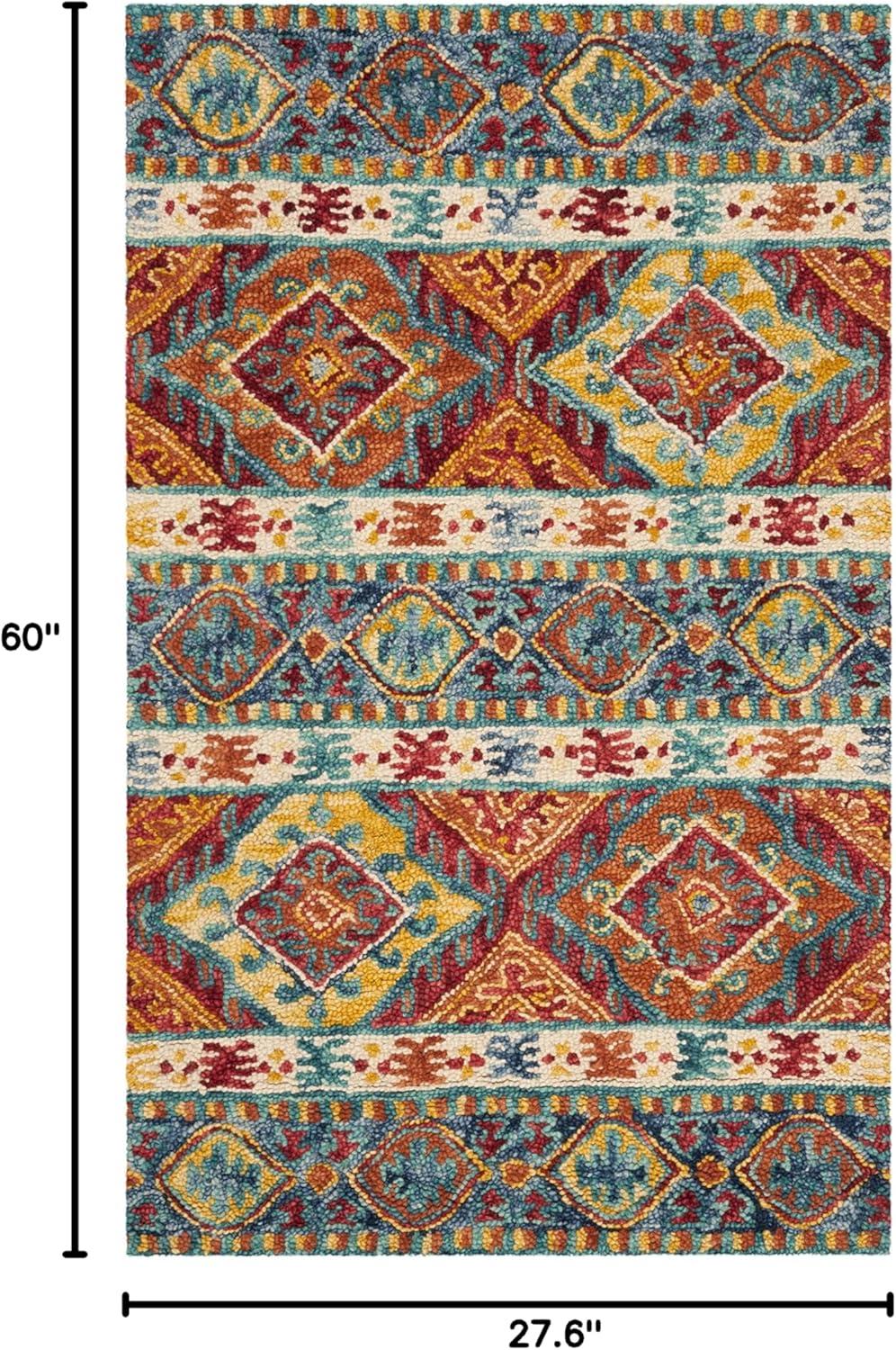 image:imageSAFAVIEH Aspen Collection Area Rug 5 x 8 Navy amp Ivory Handmade Boho Tribal Wool Ideal for High Traffic Areas in Living Room Bedroom APN502ANavyIvory