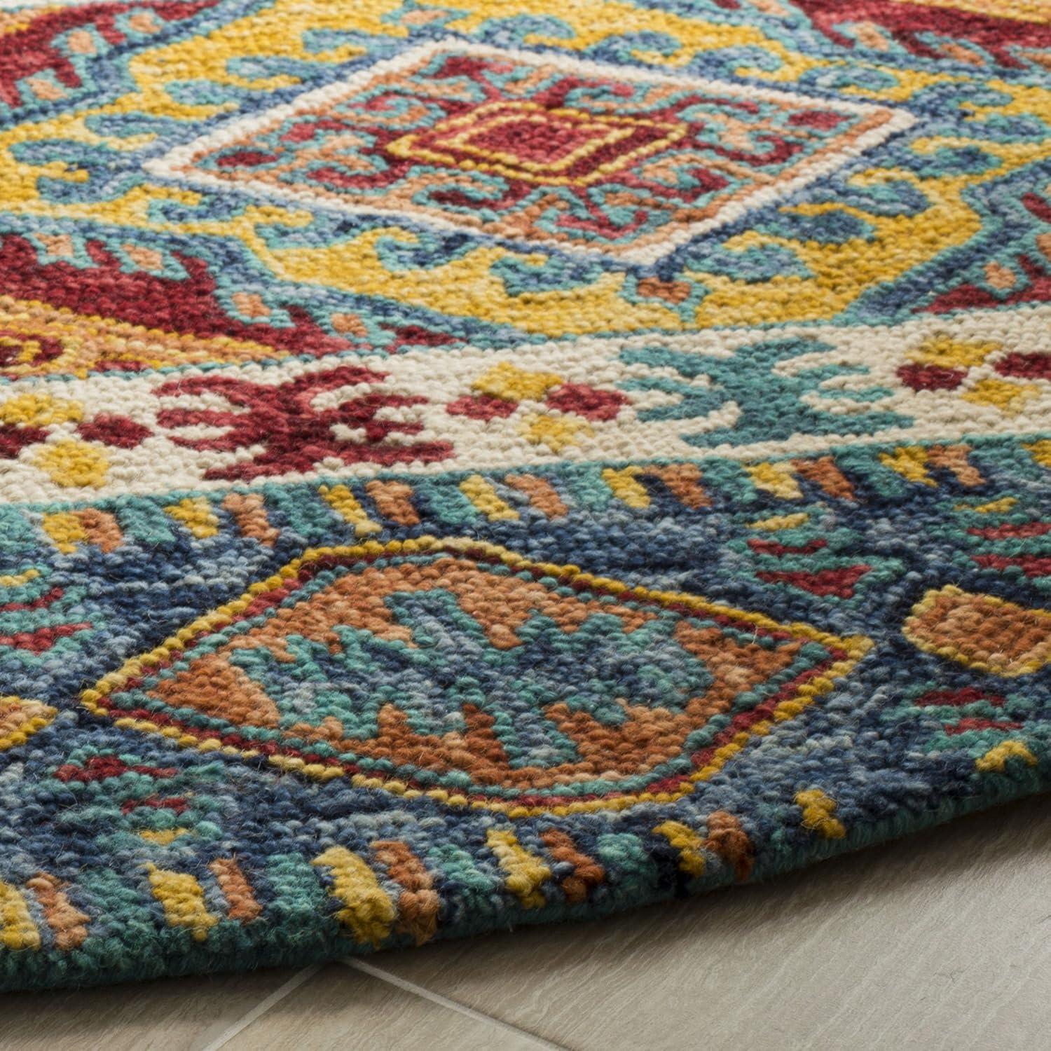 image:imageSAFAVIEH Aspen Collection Area Rug 5 x 8 Navy amp Ivory Handmade Boho Tribal Wool Ideal for High Traffic Areas in Living Room Bedroom APN502ANavyIvory
