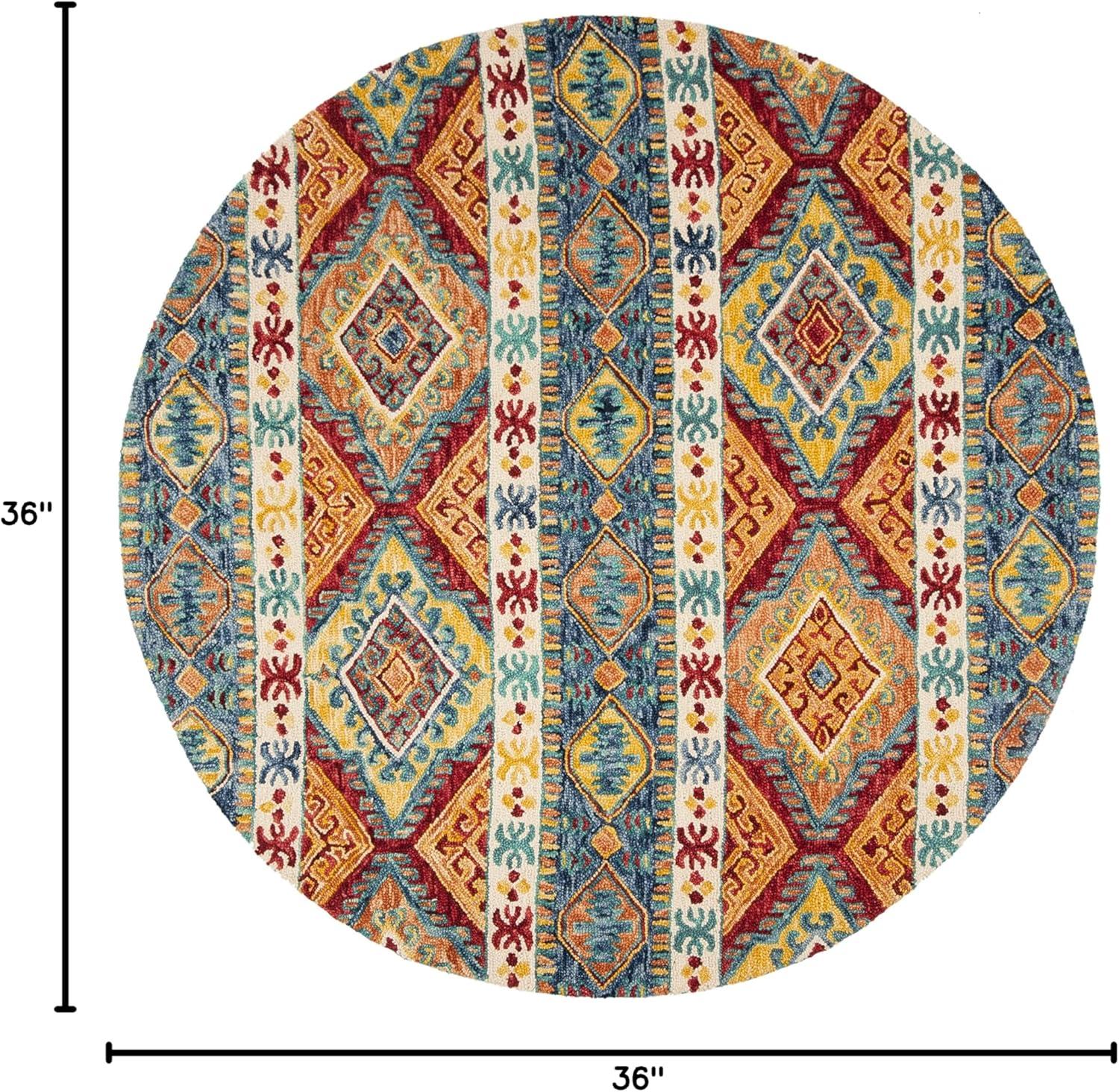 image:imageSAFAVIEH Aspen Collection Area Rug 5 x 8 Navy amp Ivory Handmade Boho Tribal Wool Ideal for High Traffic Areas in Living Room Bedroom APN502ANavyIvory