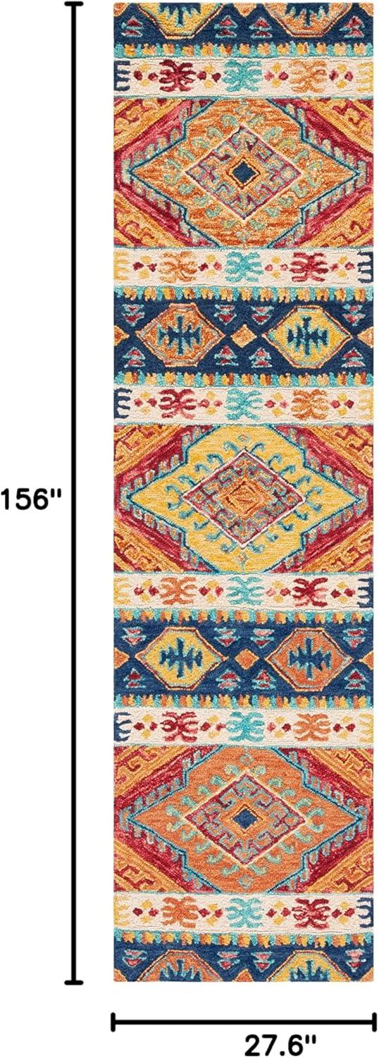 image:imageSAFAVIEH Aspen Collection Area Rug 5 x 8 Navy amp Ivory Handmade Boho Tribal Wool Ideal for High Traffic Areas in Living Room Bedroom APN502ANavyIvory