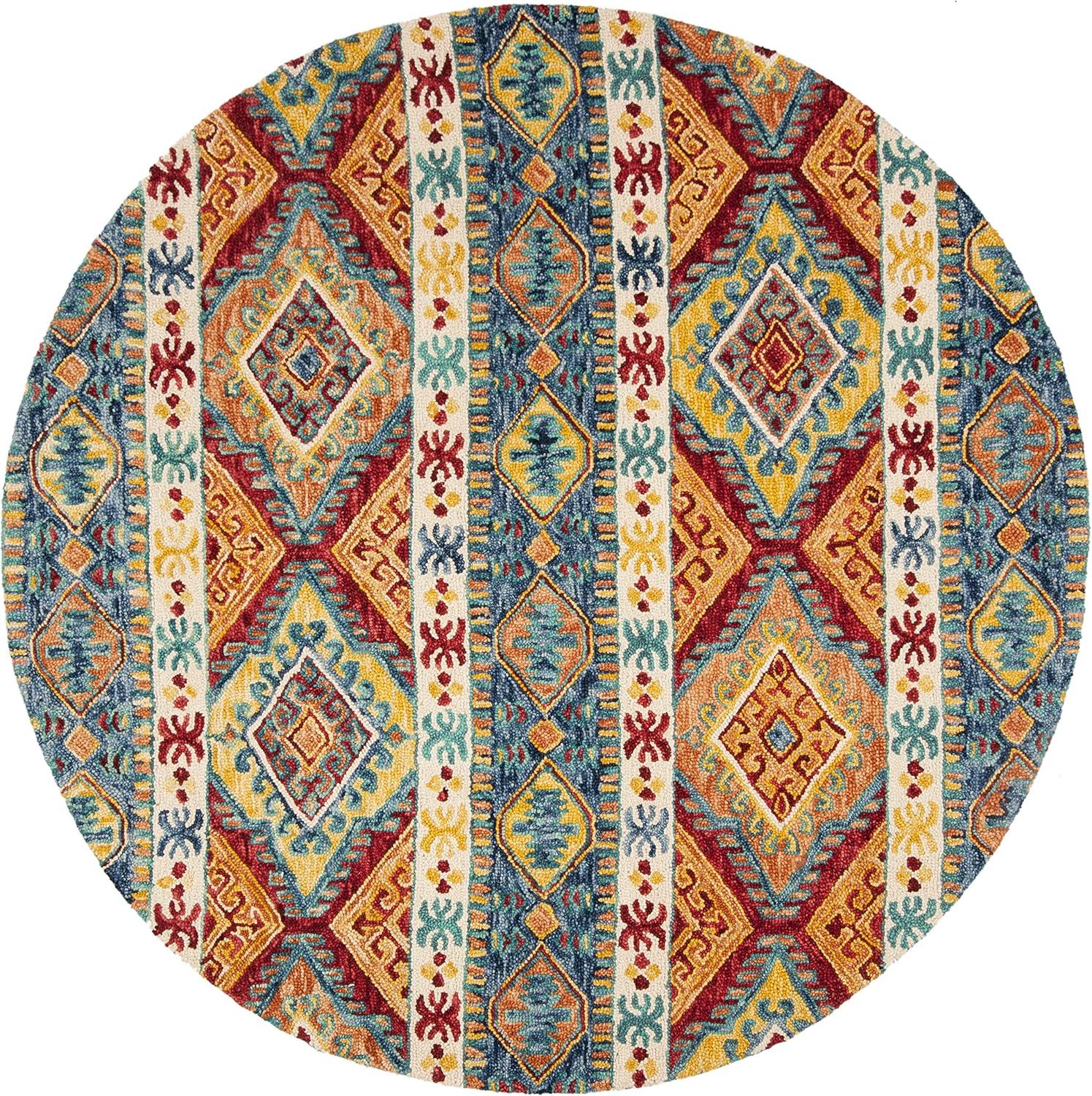 image:imageSAFAVIEH Aspen Collection Area Rug 5 x 8 Navy amp Ivory Handmade Boho Tribal Wool Ideal for High Traffic Areas in Living Room Bedroom APN502ANavyIvory